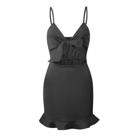 Sexy Strapless Ruffles Summer Dress Robe Female Backless Hollow Out Bow tie Beach Tunic 2022 Bandage Party Dresses