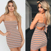 Sexy Striped Summer Women Dress Mini Slim Robe Female Clothing Spaghetti Strap Sexy Back Bow Tie Bandage Dresses