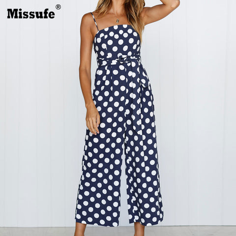 Sleeveless Dot Printed Summer Jumpsuits Boho Overalls For Women Beach Bodysuit 2022 Body Feminino Romper Womens Jumpsuit