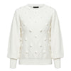 Misswim Elegant pompon white sweater women invierno 2019 Lantern sleeve knitted sweater female pullover Ladies jumper Streetwear