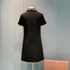 Miu Summer Handmade Beaded A-line Dress Little Black Dress Doll Collar Dress Female
