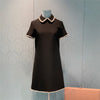 Miu Summer Handmade Beaded A-line Dress Little Black Dress Doll Collar Dress Female