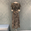 Miu Summer Retro Tea Break Platycodon Floral Dress Puff Sleeve Beach Vacation Long Dress Women