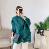 Miyake Pleated Dress Top 2022 Autumn Winter Diamond Pleated Loose Large size Bat Sleeve Long Top
