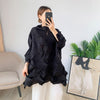 Miyake Pleated Dress Top 2022 Autumn Winter Diamond Pleated Loose Large size Bat Sleeve Long Top