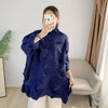 Miyake Pleated Dress Top 2022 Autumn Winter Diamond Pleated Loose Large size Bat Sleeve Long Top