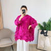 Miyake Pleated Dress Top 2022 Autumn Winter Diamond Pleated Loose Large size Bat Sleeve Long Top