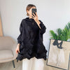 Miyake Pleated Dress Top 2022 Autumn Winter Diamond Pleated Loose Large size Bat Sleeve Long Top