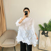 Miyake Pleated Dress Top 2022 Autumn Winter Diamond Pleated Loose Large size Bat Sleeve Long Top