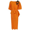 Miyake Pleated High Dress Sets 3D Appliques Flower Plus Size Cloak Sling Dress Original Designer Aesthetic Clothes