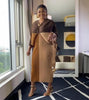 Miyake Pleated Lantern Bat Sleeve  2022 Summer  Temperament  Stitching V-Neck  Loose Dress