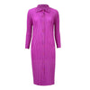 Miyake Pleated Women Blazer Dress Fall 2023 Winter Temperament Shirt Long Blazer Korean Style Coats