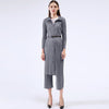 Miyake Pleated Women Blazer Dress Fall 2023 Winter Temperament Shirt Long Blazer Korean Style Coats