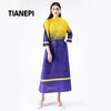 Miyake Pleated Women Dresses Fall 2022 printed horizontal pleated loose plus size dress contrasting elegant lace dress