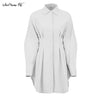Mnealways18 Autumn Winter Bodycon Dress Women Long Sleeve Khaki Pleated Shirt Dress Office Ladies Solid Lapel Casual Midi Dresss