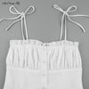 Mnealways18 Cotton White Spaghetti Strap Sexy Bodycon Dress Women breasted Mini Sundress Summer Lace-Up Ladies Corset Dress 2022