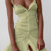 Mnealways18 Cotton White Spaghetti Strap Sexy Bodycon Dress Women breasted Mini Sundress Summer Lace-Up Ladies Corset Dress 2022