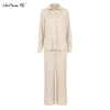 Mnealways18 Spring Summer 2 Piece Sets Ladies Office Outfits Shirts And Wide Legs Trousers Women Sets Oversize Suits Loungewear