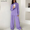Mnealways18 Spring Summer 2 Piece Sets Ladies Office Outfits Shirts And Wide Legs Trousers Women Sets Oversize Suits Loungewear