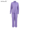 Mnealways18 Spring Summer 2 Piece Sets Ladies Office Outfits Shirts And Wide Legs Trousers Women Sets Oversize Suits Loungewear