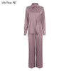 Mnealways18 Spring Summer 2 Piece Sets Ladies Office Outfits Shirts And Wide Legs Trousers Women Sets Oversize Suits Loungewear