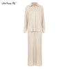 Mnealways18 Spring Summer 2 Piece Sets Ladies Office Outfits Shirts And Wide Legs Trousers Women Sets Oversize Suits Loungewear