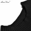 MoaaYina Designer dress Spring Autumn Women's Dress Sashes knitting Long sleeve Patchwork Pleated Dresses