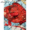 Summer Designer Dress Women Sleeveless Vintage Ethnic Tassel Colourful Fish Printed Beading Sequin Resort Casual Dress