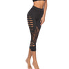 Modified body Lace Patch Hollow Leggings Women Yo-ga Fitness Leggings Pants Mid-Calf Casual Black Leggings Summer Spring
