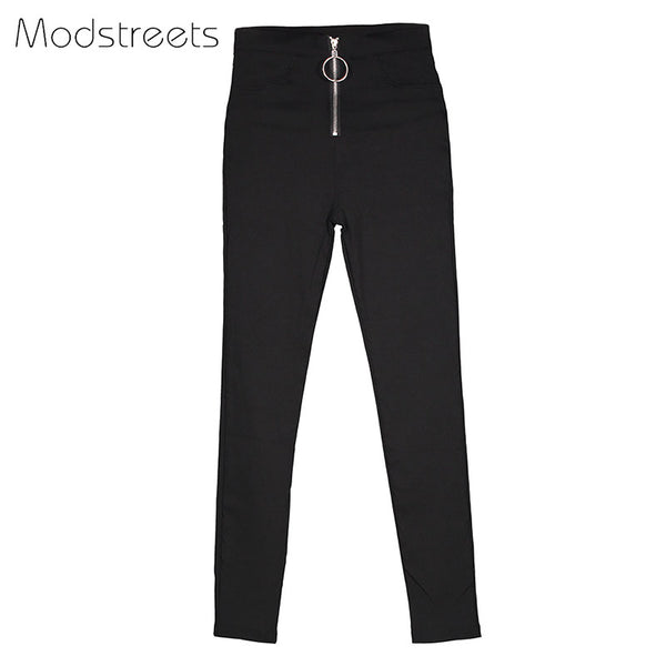 Thin Legging Women High Waist Leggings Skinny Ankle-Length Zipper Push up Slim Pants Women Bottom Wear Black Leggings