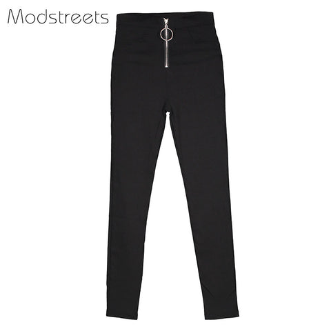 Thin Legging Women High Waist Leggings Skinny Ankle-Length Zipper Push up Slim Pants Women Bottom Wear Black Leggings