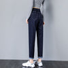 Mom Jeans Fall High-waist Cotton Stretch Ladies Off White Harem Denim Pants Vintage Y2k 90s Aesthetic Cargo Trousers Straigh