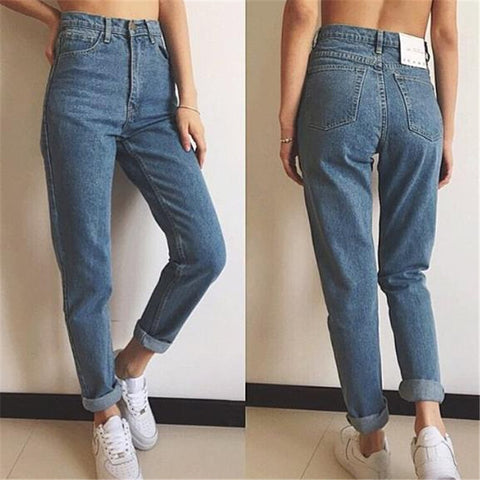 Mom Jeans Light Blue XS-3XL Plus Size Jeans 2022 Spring Autumn Korean Zipper Pockets Pencil Pants Jeans Feminina