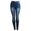 Motorcycle European and American Women's Clothing Ripped Slim-Fit Stretch Slimming Mid-Waist Women's Denim Pencil Pants