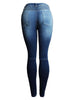 Motorcycle European and American Women's Clothing Ripped Slim-Fit Stretch Slimming Mid-Waist Women's Denim Pencil Pants