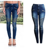 Motorcycle European and American Women's Clothing Ripped Slim-Fit Stretch Slimming Mid-Waist Women's Denim Pencil Pants