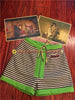 Movie Leon Mathilda Cosplay Suit Black Short Sleeve T-shirt; Green Striped Shorts; Green Coat; Red Knitted Hat; Necklace;Rabbit