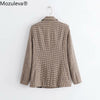 Mozuleva 2022 Office Ladies Plaid Blazer Jacket Women Casual Double-breasted Sashes Suit Jacket Female Slim Blazer Outwear