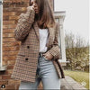 Mozuleva 2022 Office Ladies Plaid Blazer Jacket Women Casual Double-breasted Sashes Suit Jacket Female Slim Blazer Outwear