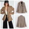 Mozuleva 2022 Office Ladies Plaid Blazer Jacket Women Casual Double-breasted Sashes Suit Jacket Female Slim Blazer Outwear