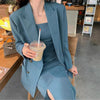 Mozuleva 2022 Spring Business Suit Elegant Office Dress Lady Work 2 Pieces Set Long Sleeve Blazer and Sleeveless Dress Suit Sets