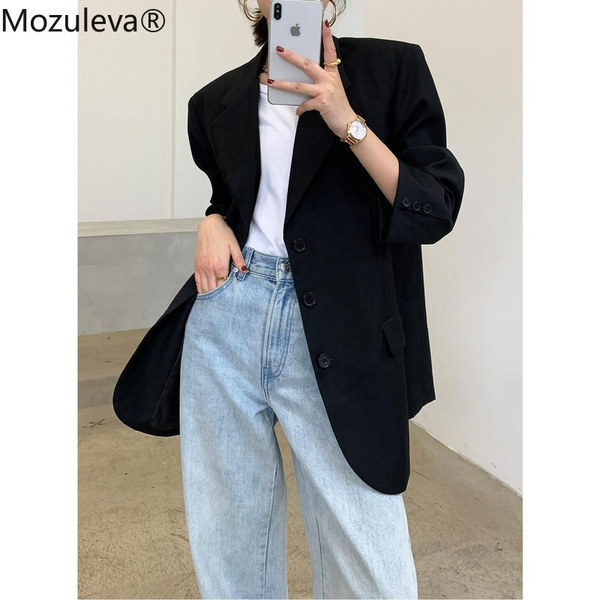 Mozuleva 2023 Loose Outerwear Women Suit Jacket Spring Summer Female Jacke Elegant Chic Single-breasted Women oversize Blazer