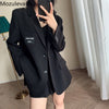 Mozuleva 2023 Women Chic Loose Plaid Blazer Autumn Single Breasted Female OL Suit Jacket Full Sleeve Outwear Korean Y2K Blazer
