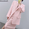 Mozuleva Elegant Office Ladies Skirt Suits Long Sleeve Blazer & High Waist Split Pencil Midi Skirt Summer Women 2 Pieces Set