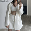 Mozuleva Elegant Women Chic 3 Pieces Set Long Sleeve Suit Jackets & Camisole & Mini Skirt & Pant 2022 Autumn Ladies Solid  Suits