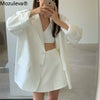 Mozuleva Elegant Women Chic 3 Pieces Set Long Sleeve Suit Jackets & Camisole & Mini Skirt & Pant 2022 Autumn Ladies Solid  Suits
