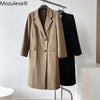 Mozuleva Korean Style Oversized X-Long Women's Blazer Suit Single Breasted Lady Loose Windbreaker Suit Autumn Outerwear Coats
