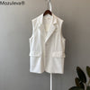 Mozuleva 2022 Office Ladies Simply Sleeveless Single Breasted Blazer Vest Women Casual Suit Jacket Quality Outwear Tops