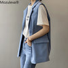 Mozuleva 2022 Office Ladies Simply Sleeveless Single Breasted Blazer Vest Women Casual Suit Jacket Quality Outwear Tops