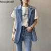Mozuleva 2022 Office Ladies Simply Sleeveless Single Breasted Blazer Vest Women Casual Suit Jacket Quality Outwear Tops